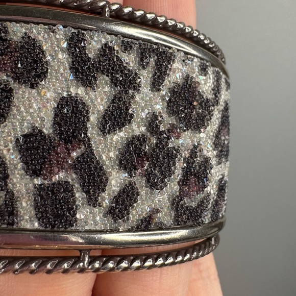 Brighton Leopard Print Crystal Wide Cuff Bracelet with Hinged Closure - Picture 11 of 15